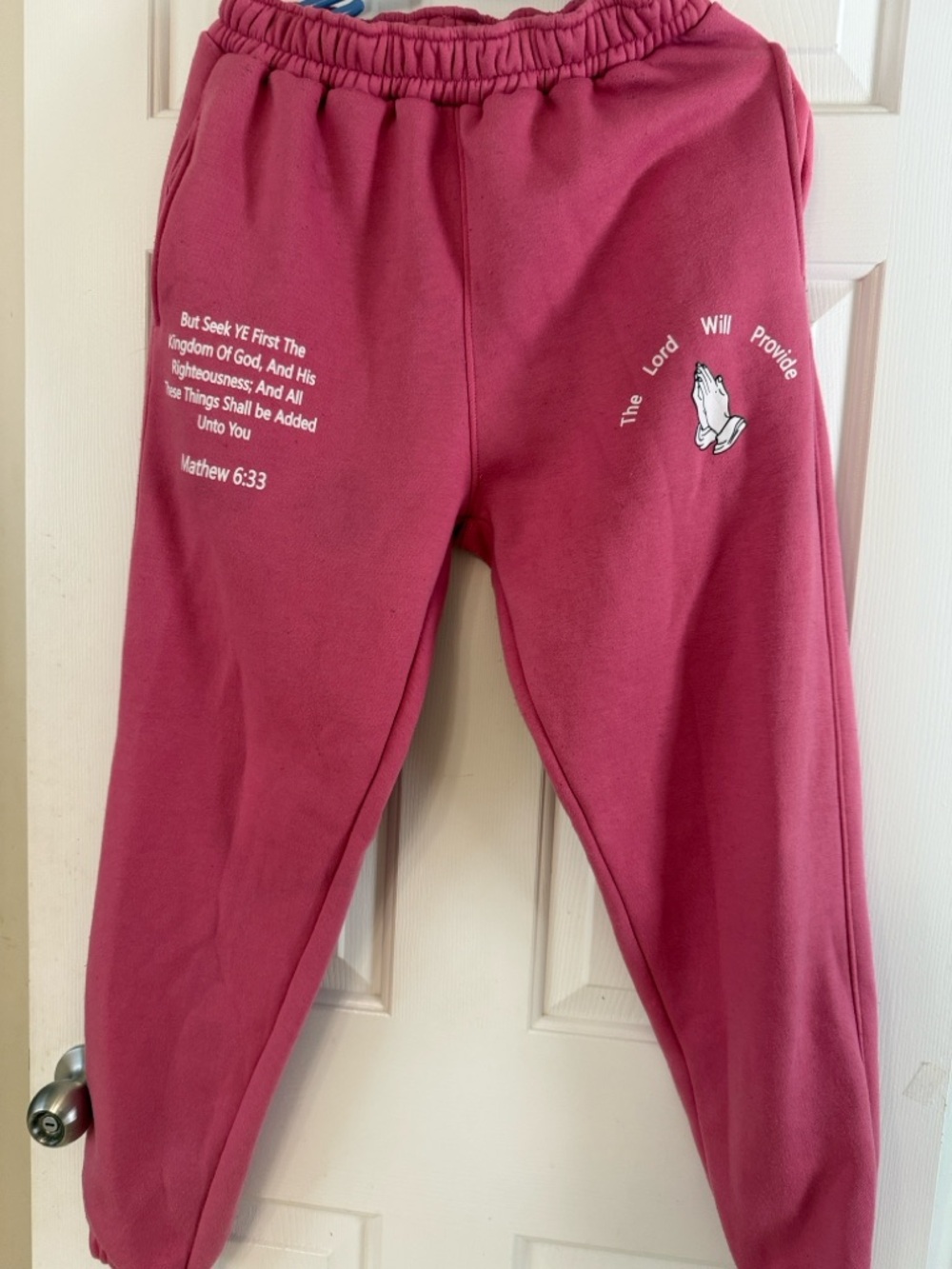 Pink Prayer Graphic Joggers - Unbrand